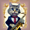 Katzensaxophonist im Frack