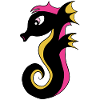 Hippocampe néon en fleurs