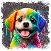 peint joyeux petit chien très coloré