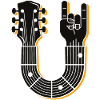 Bold Guitar Neck Hand Sign Design