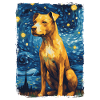 Pitbull Dog Starry Night