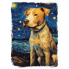 Pitbull Dog Starry Night