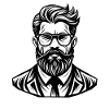Stylish Male Bearded Portrait Illustration