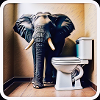 Elephant standing in the toilet