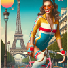 Paris Retro Radfahrer-Pinup