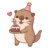 Cute Otter With Birthday Cake