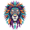 Lion Mandala Spiritual Feather Design