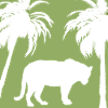 Green jungle and feline silhouette
