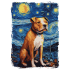 Pitbull Hund Starry Night