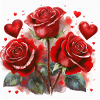 Red Roses with Hearts