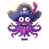 A funny, happy octopus pirate