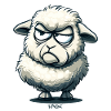 An annoyed cartoon sheep