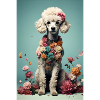 Poodle with flowers