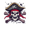 A classic cartoon skull pirate