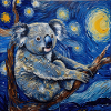 koala, tier, van gogh, sternenacht