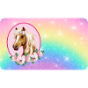 Pferd mit Blumen und Glitter Regenbogen 