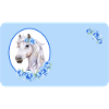 Cheval blanc - Roses bleu clair | Personnalisable