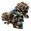 Stunning dark steampunk skull with roses