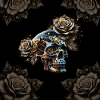 Stunning dark steampunk skull with roses