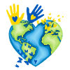 Earth with butterflies children's hands