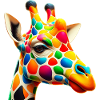 Girafe colorée et peinte comme Arlequin