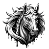 horse black and withe
