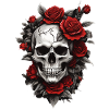 Skull with red roses
