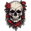 Roses Skull Floral Tattoo