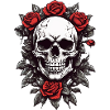 Skull with red roses