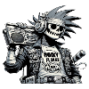 Squelette musique getto blaster