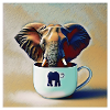 Elephant drinking a coffee