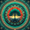 Tree in mandala of light