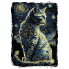 Cat Starry Night