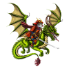 Japanese Samurai Cat Riding Dragon