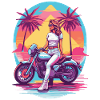 Rétro Synthwave Biker Moto Design