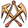 Roofer guild sign, hand-drawn. Drawing