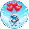 Heart Balloon Astronaut Cloud Flight