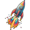 Farbenrakete mit Feuerfarben