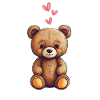 Teddy Bear Cartoon with Hearts Teddy Bear Cute
