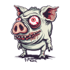 Cute weird zombie pig