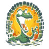 Der lustige Cartoon-Witz-Kerker-Drache
