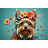 Yorkshire terrier with flowers