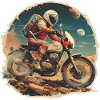 Un astronaute sur une moto