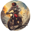 Un astronaute sur une moto