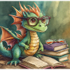 Drache mit büchern