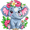 Fleur aimant bébé éléphant
