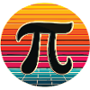 Pi Day Retro Sunset Logo