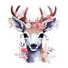 Sweet deer with flowers