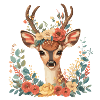 Deer with flower tendrils