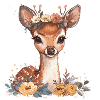Sweet fawn with flowers